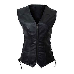 Chaleco de Motociclista para Mujer de Alta Calidad, Personalizado, Color Personalizado, 100% Cuero Genuino, Tejido Vintage, Impermeable y Cortavientos, con Bolsillos - Product Image 1