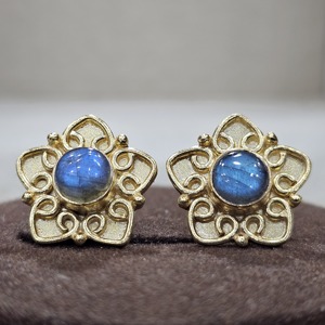 Exquis 925 Sterling Silver Classic Boucles d'oreilles faites à la main Plaqué or Labradorite Gemstone Diamond Excellent Fine Piercing Jewelry - Product Image 1