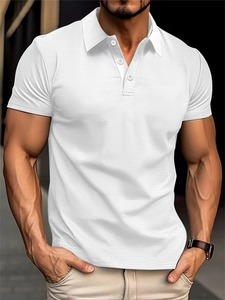 เสื้อยืดคอปกเข้ารูปสำหรับผู้ชายสีส้มเสื้อไม่มีโลโก้เสื้อผ้าคอตตอนเก๋ไก๋ใส่สบาย - Product Image 4