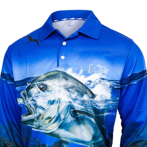 Venta al por mayor profesional personalizado de talla grande impermeable de manga larga de secado rápido UPF 50 transpirable pesca Polo - Product Image 4