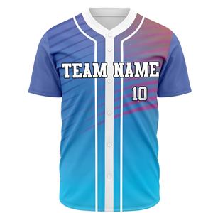 Camiseta de Béisbol con Degradado, Fabricada en Fábrica, Personalizada, Unisex, con Dos Botones, Sublimada, Bordada, con Nombre y Número del Equipo - Product Image 1