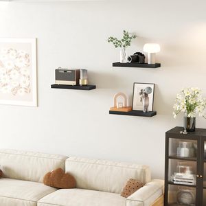 Estantes flotantes de pared de 16 ", Juego de <span class=keywords><strong>2</strong></span> estantes de madera montados en la pared <span class=keywords><strong>para</strong></span> baño con soportes ocultos <span class=keywords><strong>para</strong></span> sala de estar, dormitorio, cocina - Product Image 5