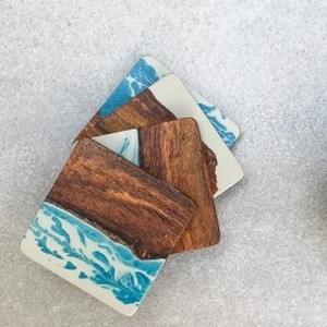 Nouveau design du meilleur dessous de verre en bois d'acacia en résine époxy fait à la main en bois pour boissons et thé d'Inde au meilleur prix - Product Image 1