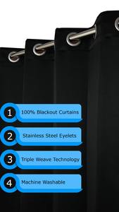 Vente chaude 100% rideaux drapés solides occultants Triple tissage tissu réduction du bruit rideaux lavables Style uni pour la couverture de la pièce - Product Image 2