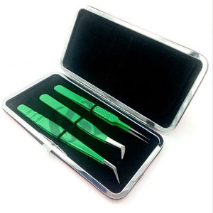 แหนบต่อขนตาสแตนเลสปลายเงินเคลือบผงขึ้นฉ่ายอุปกรณ์เสริมความงาม - Product Image 1