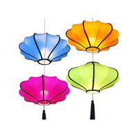 Lampes suspendues en forme de pétales de style lanternes en soie côtières traditionnelles chinoises, abat-jour pour lampe de plafond DIY, artisanat vietnamien