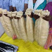 Cheveux Indiens Blonds Naturels 100% Vierge Remy, Lots de Mèches Double Trame Blanchies à la Machine avec Cuticules Alignées, Sans Chute ni Enchevêtrement