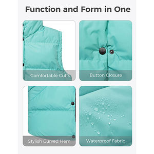 Chaleco corto de burbuja acolchada de moda de invierno para mujer con logotipo personalizado OEM transpirable e impermeable con patrón sólido - Product Image 4