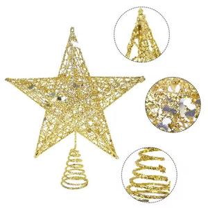 BINLU gran tamaño lujo hierro oro árbol de Navidad Topper estrella brillo hecho a mano adornos de cristal de lujo alta calidad forma de alce - Product Image 2