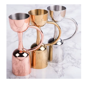 Verre de jigger en cuivre couleur argent/or/or rose 3 pièces avec poignée mesure Jigger verre à vin - Product Image 1