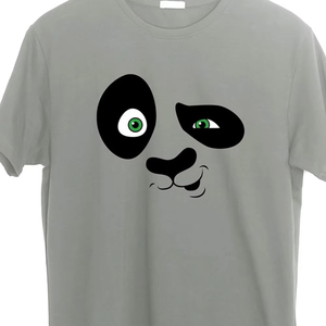 Camiseta de Manga Corta para Hombre, Cuello Redondo, Color Gris, con Estampado de Panda, Tejido Jersey Informal, 100% Algodón, Corte Regular, Logotipo Frontal - Product Image 3