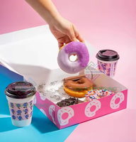 Boîte de boulangerie en papier écologique en gros pour gâteau, crêpe, sushi, gaufre, chocolat, brownie, stratification mate pour restauration, déjeuner