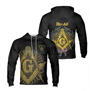 Sudadera con Capucha de Estilo Urbano con Diseño Masónico para Hombre, Sudadera con Capucha con Logotipo Masónico, Sudadera con Capucha de Mezcla de Algodón - Product Image 1