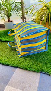 Bolsas tejidas a rayas de nailon reciclado de la India fabricadas en la India Bolsas y bolsas multicolores ecológicas del mercado fabricadas en la India. - Product Image 4