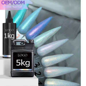 Hema Free Blue Shimmer Gel Builder White Mermaid Gel Extension Gel de construction pour ongles à paillettes laiteuses avec garniture nacrée pour ongles - Product Image 1