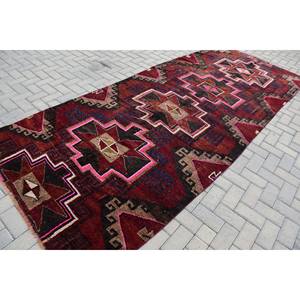 Vintage turco Kilim rojo marrón alfombra 4,7X11,4 pies tejido plano Patchwork diseño lana yute látex respaldo nuevo 10mm rectángulo pasillo - Product Image 2