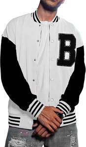 OEM Custom Chenille Embroidery Baseball Jacket for Men Winter Cotton Letterman Varsity <b>Coat</b> Autumn Solid Pattern Bomber Jacket - Product Image 2