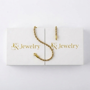 Caja de Embalaje de Joyería Deslizante de Cartón Blanco de Lujo con Logotipo, Caja de Regalo para Pulseras y Anillos con Estampado Dorado al por Mayor - Product Image 2