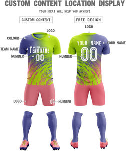 ชุดฟุตบอลแบบสั่งทำขายส่ง ระบายอากาศ แห้งเร็ว เสื้อและกางเกงขาสั้น ชุดยูนิฟอร์มฟุตบอลชาย รับผลิตแบบ OEM ODM - Product Image 2