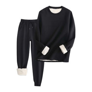 High Quality Custom Plus Size <b>Womens</b> Winter <b>Jogger</b> Tracksuits Sets Thick <b>Fleece</b> Sweatpants Hoodie Two Piece Pants Set - Product Image 5