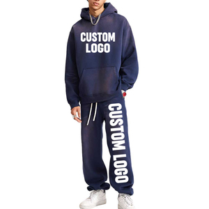 Custom Men's Vintage Wash Regular Breathable Heavyweight Cotton French Terry Tracksuit Solid Color Drop Shoulder Hoodie - Product Image 1