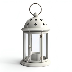 Elegante linterna de metal blanco con recortes de estrellas y paneles de vidrio, portavelas hecho a mano perfecto para decoración de hogar, jardín o eventos - Product Image 4