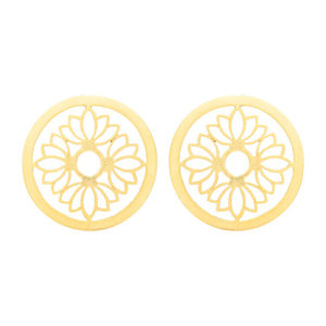 Clou d'oreille rond en laiton et Lotus plaqué or, beau bijou, 100 pièces, clou d'oreille simple - Product Image 1
