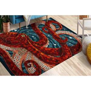 Tapis imprimé : design moderne pieuvre pour la décoration intérieure, avec tapis à poils doux - Product Image 1