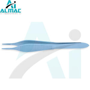Almac ชุดคีมหนีบไมโคร Adson 12ซม. เครื่องมือมือไทเทเนียมด้ามจับแบนตรงปลายหยักขายร้อน - Product Image 5