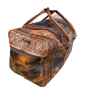 Sac de voyage unisexe de style bohème de qualité supérieure, en cuir véritable fait à la main, avec fermeture éclair, bandoulière, durable, pour les voyages, la salle de sport, l'usage quotidien, printemps - Product Image 2