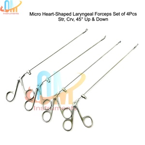 Pinzas Microlaringeales con Mandíbula en Forma de Corazón, 4 Piezas (Rectas, Derecha, Izquierda), de Succión Manual, Reutilizables y Autoclavables para Cirugía ORL - Product Image 5
