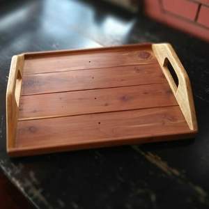 Bandeja DE SERVICIO DE MADERA hecha a mano con incrustaciones de latón para decoración del hogar de lujo regalos especiales de aniversario de boda - Product Image 3