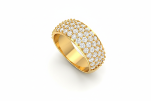 แหวนทอง 14K ประดับเพชรแท้ ดีไซน์หรูหรา 4 ชั้น สำหรับผู้หญิง - Product Image 3