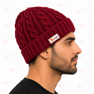Bonnet en tricot pour homme, couleur unie, chaud pour l'hiver, décontracté, 100% acrylique, fait main pour adultes, respirant, unisexe - Product Image 3