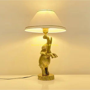 Luxury <b>Gold</b> Elephant Table <b>Lamp</b> with White Fabric <b>Shade</b> Home Decorative Animal Decor Lighting for Bedroom Living Room Hotels - Product Image 1