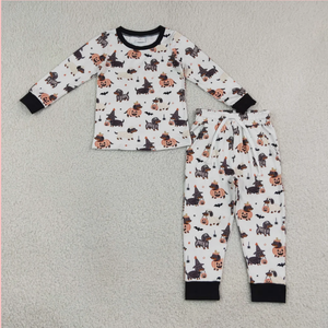 Pijamas de Algodón para Niños con Diseño de Calabaza Fantasma de Halloween, Estilo Chino, BLP1548 - Product Image 2