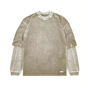 Screen Printed Heavy Cotton T-Shirt for <b>Men</b> Over Size Boxy Double Layer <b>Long</b> Sleeve T-shirts T Shirts for <b>Men</b> - Product Image 3
