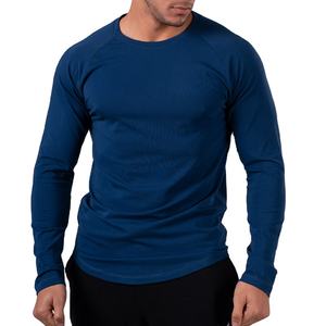 Camisetas personalizadas para hombre, ropa de gimnasio, camiseta de manga larga de secado rápido, transpirable, ecológica, camisetas con cuello redondo para hombre - Product Image 1