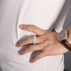 Bague de mariage antique pour homme en argent sterling 925 avec diamant Moissanite VVS rond et princesse certifiée GRA - Product Image 3