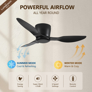 Ventilateur de plafond encastré de 40 pouces sans éclairage avec télécommande, ventilateur silencieux à moteur DC à profil bas pour chambre à coucher - Product Image 2