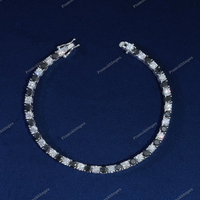 Nouveau bracelet tennis classique élégant en argent sterling avec diamants noirs et blancs taillés en moissanite, certifié GRA, personnalisé et tendance