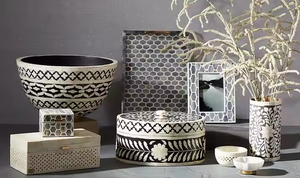 Más vendidos 100% tazón de fruta de ensalada de acero hecho a mano Plato decorativo con incrustaciones de hueso clásico para vajilla para el hogar - Product Image 2