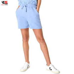 Mini pantalones cortos deportivos personalizados para mujer, diseño de brisa de verano de algodón sólido con cordón, transpirable, para correr, atletismo, lavado colorido - Product Image 4