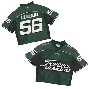 Maillot de football américain Logo personnalisé T-shirt de sport Boxy à col en V Cropped Tops Clothes Mesh Football Streetwear Jersey - Product Image 1