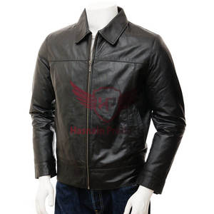 Veste en cuir pour homme personnalisée de qualité supérieure en noir classique-Vêtements d'extérieur élégants fabriqués à la main pour les amateurs de mode - Product Image 1