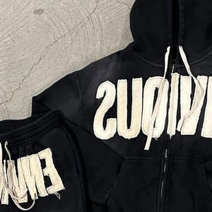 Meilleur pantalon baggy et poche à capuche Look élégant paire pour hommes Pakistan fabriqué en usine couleur unie lavage à l'acide survêtement en détresse - Product Image 6