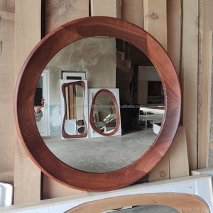 Miroir mural Haryana KALATRI Art Déco rond, fait main, écologique, léger, avec cadre en bois décoratif, bord poli, épaisseur 4 mm - Product Image 4