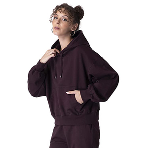 Surdimensionné drop épaule broderie logo chenille patch chandail chenille broderie coton polaire pull à capuche pour femmes - Product Image 3