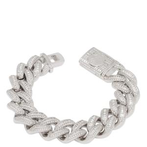 สร้อยข้อเท้าเงินก้อนน้ำแข็งออกคิวบาสร้อยข้อมือสีขาวทอง VS1เพชรโมอิสทรงกลมตัดเพชรทันสมัยฮิปฮอป unisex 925ปาร์ตี้เงินสเตอริง - Product Image 4