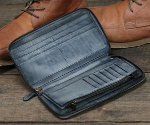 Cartera Corta de Cuero Genuino de Lujo para Hombre, Diseño de Hebilla, Plegable, con Bloqueo RFID, Logotipo Personalizado, Bordado, Moda - Product Image 6